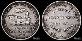 Peru. Medalla: Ferrocarril de Iquique a La Noria. 1871.