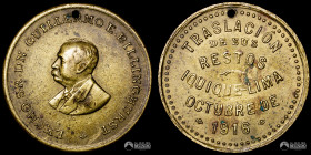 Peru. Medalla: Traslacion de restos de Guillermo Billinghurst de Iquique a Lima. 1916.