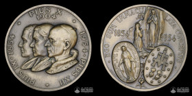 Santa Sede (Ciudad del Vaticano). Medalla: Pio IX, Pio X y Pio XII. 1954.
