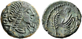 SOUTHERN GAUL. Volcae-Arecomici. 1st century BC. AE (Bronze, 15 mm, 1.73 g, 6 h). VOLC[EI] Diademed head of Artemis to right; below chin, wreath. Rev....