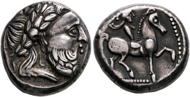 CARPATHIAN REGION. Uncertain tribe. Circa 3rd century BC. Tetradrachm (Silver, 22 mm, 13.25 g, 8 h), "Π"-type, imitating Philip II of Macedon. Celtici...
