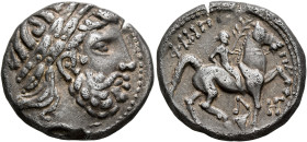 LOWER DANUBE. Uncertain tribe. Circa 3rd century BC. Tetradrachm (Silver, 23 mm, 13.23 g, 12 h), imitating an issue of Philip II of Macedon from Amphi...