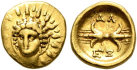 CALABRIA. Tarentum. Alexander the Molossian. King of Epeiros, circa 350-331/0 BC. Hemilitron or Twelfth Stater (Gold, 8 mm, 0.68 g, 6 h), circa 333-33...