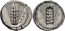 LUCANIA. Metapontion. Circa 470-440 BC. Stater (Silver, 20 mm, 8.09 g, 12 h). META Ear of barley with six grains; around, border of dots within two co...