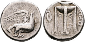 BRUTTIUM. Kroton. Circa 350-300 BC. Didrachm or Nomos (Silver, 20 mm, 7.69 g, 9 h). Eagle standing right, head raised and wings displayed. Rev. ϘPO Tr...