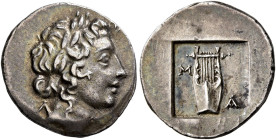 LYCIA. Masikytes. 1st century BC. Hemidrachm (Silver, 15 mm, 1.85 g, 1 h), circa 48-42. Λ-Υ Laureate head of Apollo to right. Rev. M/A Lyre; all withi...
