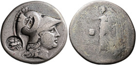 PAMPHYLIA. Side. Circa 205-100 BC. Tetradrachm (Silver, 30 mm, 15.92 g, 12 h), Dei..., magistrate, circa 200-190. Head of Athena to right, wearing cre...