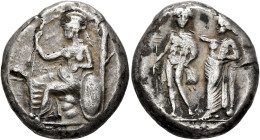 CILICIA. Mallos. Circa 385-375 BC. Stater (Subaeratus, 23 mm, 9.28 g, 12 h), a contemporary plated imitation. Athena seated left, holding spear with h...