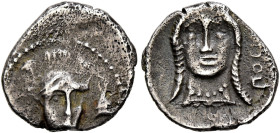 CILICIA. Poseidion. 4th century BC. Obol (Silver, 10 mm, 0.64 g, 12 h). Draped bust of Athena facing slightly to right, wearing triple-crested helmet ...