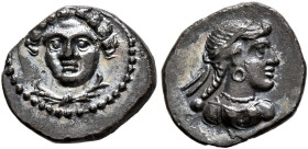 CILICIA. Tarsos. Tarkumuwa (Datames), satrap of Cilicia and Cappadocia, 384-361/0 BC. Obol (Silver, 9 mm, 0.66 g, 8 h). Head of a female facing slight...