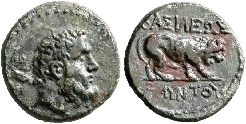 KINGS OF GALATIA. Amyntas, 39-25 BC. AE (Bronze, 20 mm, 5.35 g, 12 h). Head of H...