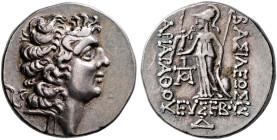 KINGS OF CAPPADOCIA. Ariarathes IX Eusebes Philopator, circa 100-85 BC. Drachm (Silver, 17 mm, 4.22 g, 12 h), Eusebeia under Mount Argaios, RY 4 = 97/...
