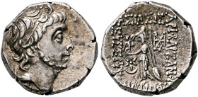 KINGS OF CAPPADOCIA. Ariobarzanes III Eusebes Philoromaios, 52-42 BC. Drachm (Silver, 16 mm, 4.00 g, 12 h), Eusebeia under Mt. Argaios, RY 9 = 44/3 BC...