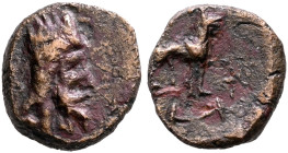 KINGS OF ARMENIA. Artaxias I, 190-160 BC. Hemichalkon (Bronze, 12 mm, 1.64 g, 12 h), first series, with Aramaic legends. Head of Artaxias I to right, ...