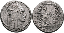 KINGS OF ARMENIA. Tigranes II ‘the Great’, 95-56 BC. Tetradrachm (Silver, 27 mm, 15.86 g, 1 h), Antiochia on the Orontes (?), circa 80-68. Draped bust...