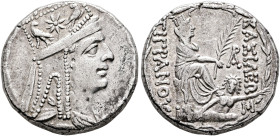 KINGS OF ARMENIA. Tigranes II ‘the Great’, 95-56 BC. Tetradrachm (Silver, 25 mm, 15.75 g, 11 h), Antiochia on the Orontes (?), circa 80-68. Draped bus...
