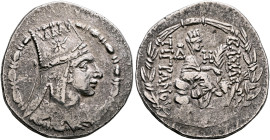 KINGS OF ARMENIA. Tigranes the Younger, 77/6-66 BC. Tetradrachm (Silver, 30 mm, 16.37 g, 12 h), Tigranokerta (?), circa 71/0-69/8. Draped bust of Tigr...