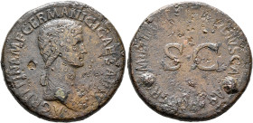 Agrippina Senior, died 33. Sestertius (Orichalcum, 36 mm, 28.20 g, 6 h), Rome, struck under Claudius, 50-54. AGRIPPINA M F GERMANICI CAESA[RIS] Draped...