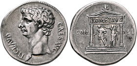 Claudius, 41-54. Cistophorus (Silver, 27 mm, 11.39 g, 6 h), Ephesus, circa 41-42. TI CLAVD CAES AVG Bare head of Claudius to left. Rev. COM - ASI Dist...