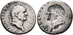Vespasian, 69-79. Denarius (Silver, 17 mm, 3.36 g, 12 h), brockage mint error, Rome. IMP CAESAR VESPASIANVS AVG Laureate head of Vespasian to right. R...