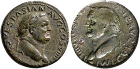 Vespasian, 69-79. Dupondius (Orichalcum, 26 mm, 13.17 g, 12 h), brockage mint error, Lugdunum, 77-78. IMP CAES VESPASIAN AVG COS VIII P P Laureate hea...