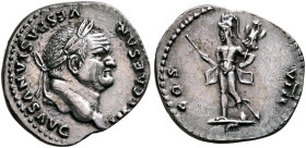 Vespasian, 69-79. Denarius (Silver, 18 mm, 3.21 g, 6 h), Rome, 77-78. IMP CAESAR VESPASIANVS AVG Laureate head of Vespasian to right. Rev. COS VIII Ma...