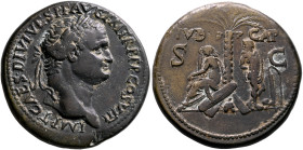 Titus, 79-81. Sestertius (Orichalcum, 35 mm, 26.57 g, 6 h), uncertain mint in the East (in Thrace or Bithynia?), 80-81. IMP•T•CAES•DIVI•VESP F AVG P•M...