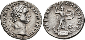 Domitian, 81-96. Denarius (Silver, 18 mm, 3.00 g, 6 h), Rome, 87. IMP CAES DOMIT AVG GERM P M TR P XII Laureate head of Domitian to right. Rev. IMP XX...