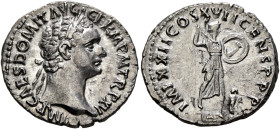 Domitian, 81-96. Denarius (Silver, 18 mm, 3.26 g, 6 h), Rome, September 95-September 96. IMP CAES DOMIT AVG GERM P M TR P XV Laureate head of Domitian...