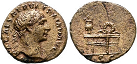 Trajan, 98-117. Semis (Orichalcum, 17 mm, 2.95 g, 6 h), Rome, circa 107-109. IMP CAES NERVA TRAIAN AVG Laureate head of Trajan to right, with slight d...