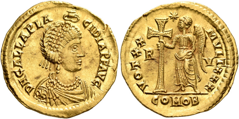 Galla Placidia, Augusta, 421-450. Solidus (Gold, 22 mm, 4.51 g, 12 h), Ravenna, ...