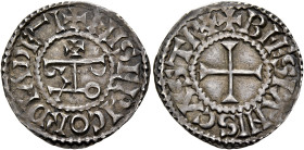 CAROLINGIANS. Odo (Eudes), king of West Francia, 887-898. Denier (Silver, 21 mm, 1.66 g, 12 h), Blois. ✠ MISERICORDIΛ DE-I Monogram of King Odo within...