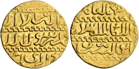 Mamluks. al-Ashraf Sayf al-Din Barsbay, AH 825-841 / AD 1422-1438. Ashrafi (Gold, 18 mm, 3.37 g, 6 h), al-Qahira (Cairo), date effaced. Between segmen...