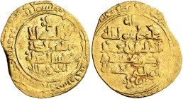 Seljuks. Great Seljuk. Jalal al-Dawlah Malikshah I, AH 465-485 / AD 1072-1092. Dinar (Gold, 24 mm, 3.59 g, 1 h), Nishapur, date off flan. Within a cir...