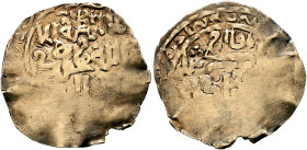 Mongols. Great Khans. Chingiz (Genghis), AH 602-624 / AD 1206-1227. Dinar (Gold, 30 mm, 3.34 g, 1 h). Within a circle, ‘lā ilāha illā / Allāh Muḥammad...
