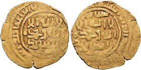 Mongols. Great Khans. temp. Ögedei, AH 624-639 / AD 1227-1241. Dinar (Gold, 21 mm, 3.11 g, 1 h), anonymous type, Samarqand. Within a central circle, ‘...