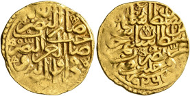 Ottoman Empire. Sulayman I Qanuni ('the Lawgiver'), AH 926-974 / AD 1520-1566. Sultani (Gold, 20 mm, 3.48 g, 8 h), Halab (Aleppo), AH 926 = AD 1520. W...