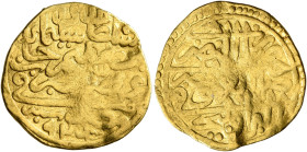 Ottoman Empire. Sulayman I Qanuni ('the Lawgiver'), AH 926-974 / AD 1520-1566. Sultani (Gold, 19 mm, 3.46 g, 4 h), Misr, AH 926 = AD 1520. Within a ci...