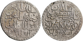 Ottoman Empire. Salim III, AH 1203-1222 / AD 1789-1807. 2 Zolota (Silver, 40 mm, 18.63 g, 12 h), Islambul (Istanbul), AH 1203, RY 2 = AD 1790. Within ...