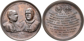 ARGENTINA, Republic. 1816-present. Medal 1895 (Copper, 56 mm, 87.60 g, 12 h), on the Peace with Chile. By B. Orzali, Buenos Aires. ILmo. y Rmo. Dr. MA...