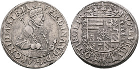 AUSTRIA. Holy Roman Empire. Ferdinand II, Archduke, 1564-1595. Taler (Silver, 39 mm, 28.42 g, 12 h), Hall, no date (1577-1595). •FERDINAND:D:G:ARCHID:...