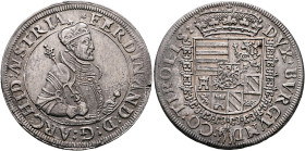 AUSTRIA. Holy Roman Empire. Ferdinand II, Archduke, 1564-1595. Taler (Silver, 40 mm, 28.12 g, 12 h), Hall, no date (1577-1595). •FERDINAND:D:G:ARCHID:...