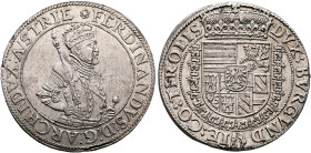 AUSTRIA. Holy Roman Empire. Ferdinand II, Archduke, 1564-1595. Taler (Silver, 40 mm, 28.59 g, 12 h), Hall, no date (1577-1595). •FERDINANDVS:D:G:ARCHI...