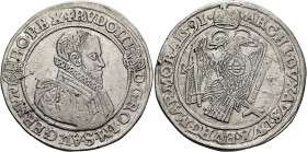 AUSTRIA. Holy Roman Empire. Rudolf II, Emperor, 1576-1611. Taler 1591 (Subaeratus, 42 mm, 28.45 g, 3 h), a contemporary plated imitation of an issue f...