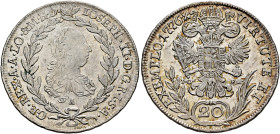 AUSTRIA. Holy Roman Empire. Josef II, Emperor, 1765-1790. 20 Kreuzer (Silver, 28 mm, 6.50 g, 12 h), Wien (Vienna), 1776 A. IOSEPH•II•D•G•R•I•S•A• - GE...