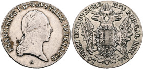 AUSTRIA. Kaisertum Österreich. Franz I, 1806-1835. Konventionstaler 1815 A (Silver, 41 mm, 28.05 g, 12 h), Wien (Vienna). FRANCISCVS I:D:G:AVSTRIAE IM...