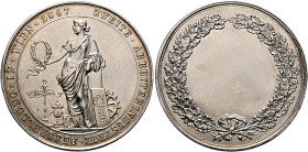 AUSTRIA. Kaisertum Österreich-Ungarn. Franz Josef I, 1867-1916. Prize Medal 1867 (Silver, 44 mm, 25.78 g, 12 h), on the 2nd Workers Industry Exhibitio...