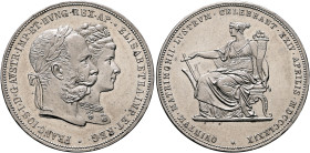 AUSTRIA. Kaisertum Österreich-Ungarn. Franz Josef I, 1867-1916. Doppelgulden 1879 (Silver, 36 mm, 24.70 g, 12 h), on the Silver Wedding Jubilee of Fra...