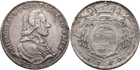 AUSTRIA. Salzburg, Erzbistum. Hieronymus Franz de Paula Josef, Graf Colloredo von Waldsee und Mels, 1772-1803. Taler 1780 (Silver, 41 mm, 27.87 g, 12 ...