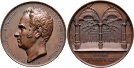 BELGIUM. Léopold I, 1831-1865. Medal 1854 (Bronze, 60 mm, 93.55 g, 12 h), on the Covering of the Antwerp Stock Exchange. By L. &. J. Wiener, Bruxelles...